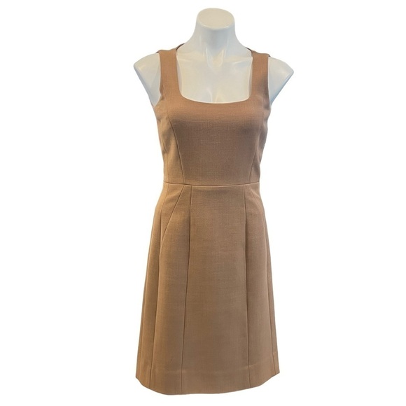 TORY BURCH Azalea Square Neck Woolen Dress Camel Brown Size 6 - Picture 2 of 9